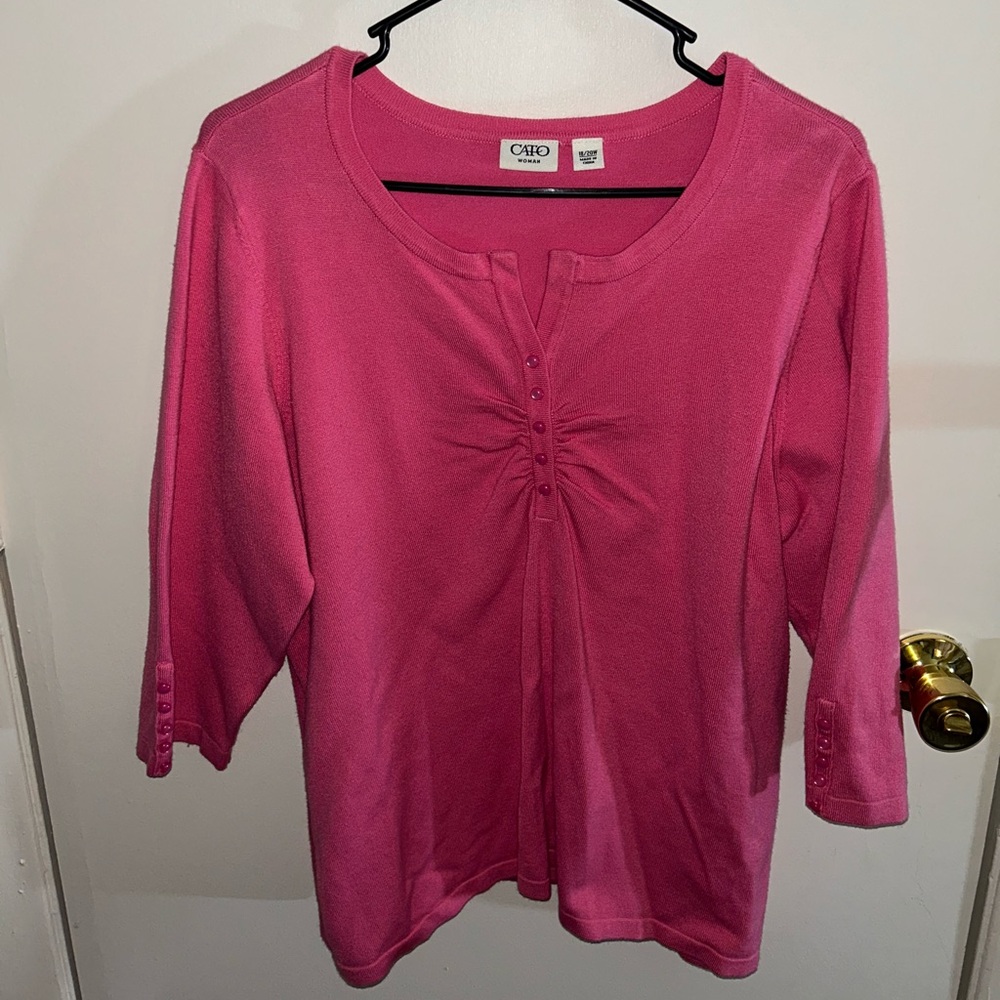 CATO Pink 3/4 Sleeve Sweater Top - 18/20W